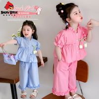 愤怒的小鸟 ANGRY BIRDS 女童夏季套装2025新款纯色休闲上衣裤子两件套女孩夏装