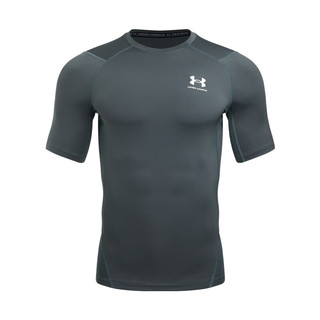 安德玛（UNDERARMOUR）HeatGear Armour男子透气训练运动短袖紧身衣1361518 桃灰色012 L