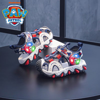 汪汪队童鞋2025夏季男童发光凉鞋防滑软底儿童户外休闲沙滩鞋 红色毛毛 26码