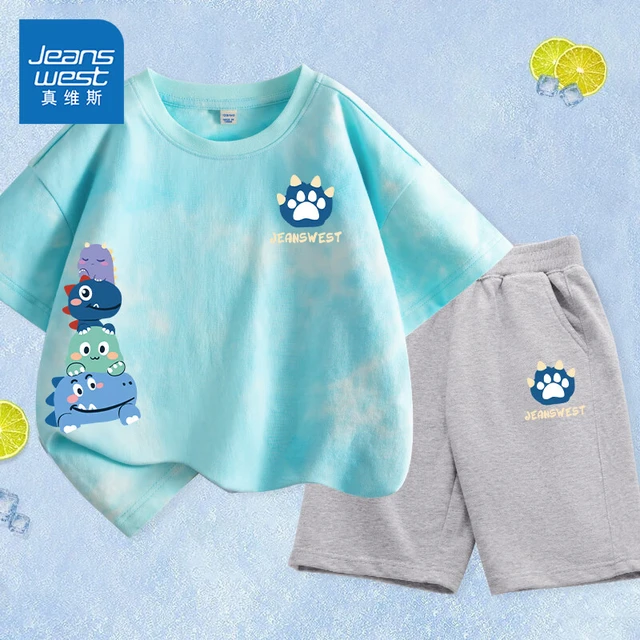 真维斯童装儿童短袖t恤2025年新款男童夏季薄款扎染半袖中大童纯棉运动衣服