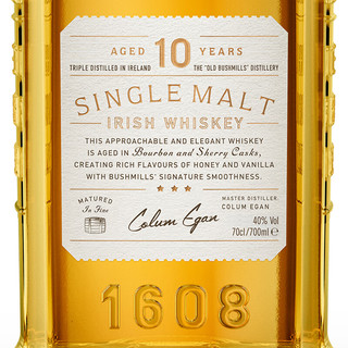  BUSHMILLS/布什米尔 年份威士忌 单一麦芽威士忌  10年单一麦芽威士忌700ml 6-15年 40%vol