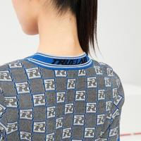 【福利秒杀款】秋季休闲拼接字母圆领短款短袖针织衫女