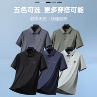 老爷车爸爸夏季套装冰丝短袖t恤男中老年人polo上衣服父亲节实用 豆绿色 3XL (190) 【体重180-210斤