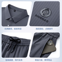 老爷车爸爸夏季套装冰丝短袖t恤男中老年人polo上衣服父亲节实用 黑色 3XL (190) 【体重180-210斤