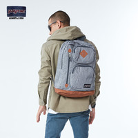 JANSPORT 双肩包皮革底 条纹灰