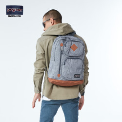 JANSPORT 革底休闲背包 条纹灰