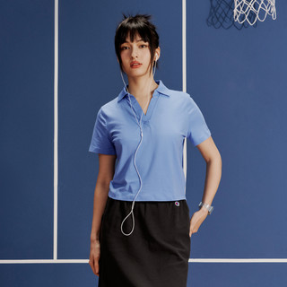 Champion短袖T恤夏季运动美式运动polo领短款上衣简约女潮 白色 XS