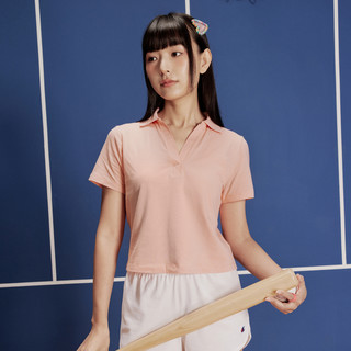 Champion短袖T恤夏季运动美式运动polo领短款上衣简约女潮 白色 XS