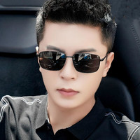 莎波龙 日夜两用新款偏光太阳镜男士墨镜开车钓鱼眼镜潮司机专用驾驶镜 金属框高清防强光 镜盒镜布