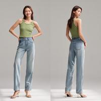 森马 Semir【凉感】2024夏九分直筒裤港风小个子显高百搭潮牛仔裤女