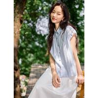 【两件套】25夏季时尚小飞袖衬衫肌理感褶皱A字半身裙女式套装
