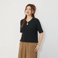 大码女装温柔气质针织衫小立领盘扣上衣胖mm夏季款