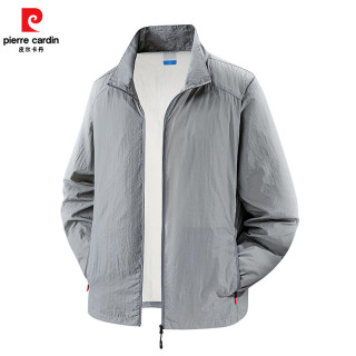 皮尔·卡丹 防晒衣立领透气皮肤衣男 浅灰色 M