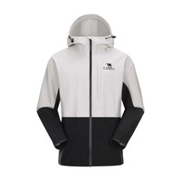 CAMEL骆驼户外三防硬壳冲锋衣男女2025防风防雨单冲夹克外套 A14CA45816，冰晶灰/幻影黑，男 XXXXL