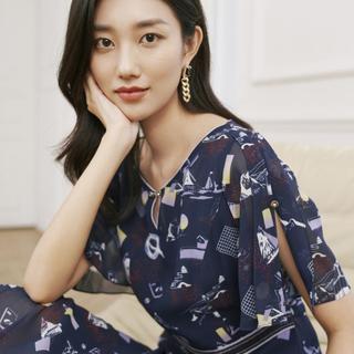 短袖雪纺印花法式气质浪漫时尚连衣裙裙子女
