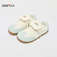 三福低帮板鞋夏季蕾丝运动风翻盖鞋舌网面德训鞋女鞋842225 蓝色 37