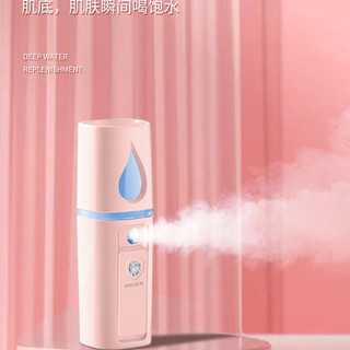 GUQI谷齐补水仪纳米喷雾便携脸部加湿器手持喷雾机脸部保湿蒸脸仪喷雾器 桃色 充电款喷雾补水仪