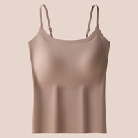 猫人粉底液冰丝吊带背心女带胸垫外穿洋气凉感内搭无痕美背上衣打底 【不空杯不外扩】咖啡-细肩带 2XL 175 （130-145斤）