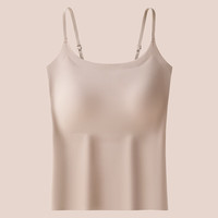 猫人粉底液冰丝吊带背心女带胸垫外穿洋气凉感内搭无痕美背上衣打底 【不空杯不外扩】卡其-细肩带 2XL 175 (130-145斤)