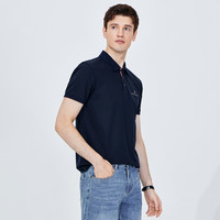 Navigare意大利小帆船蓝色polo衫男短袖夏季休闲翻领t恤 L 科技白