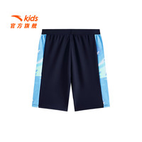 安踏儿童泳装男大童泳裤2025夏季舒适透气专业运动游泳裤 蓝色/蓝绿-1 175