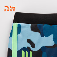 安踏儿童泳装男大童泳裤2025夏季舒适透气专业运动游泳裤 深蓝色/银光绿-3 130