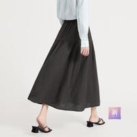 【苎麻大摆半身裙】2025春夏新女士文艺范拼接中长款a字裙