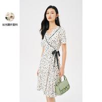 短袖法式复古波点V领优雅浪漫时尚连衣裙裙子女