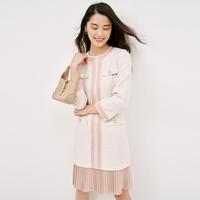 春秋季长袖棉小香风粗花呢小个子中长款连衣裙裙子女