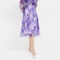春夏时尚优雅艺术印花百搭休闲风OL出游复古半裙半身裙女