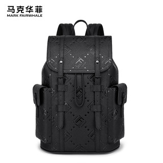 马克华菲时尚个性印花大容量商务潮流双肩包休闲百搭电脑旅行男士包包 暮色黑【京东快递|袋】