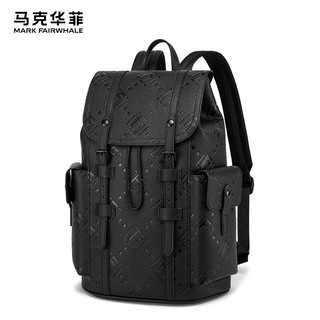 马克华菲时尚个性印花大容量商务潮流双肩包休闲百搭电脑旅行男士包包 暮色黑【京东快递|袋】