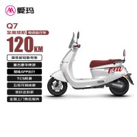 爱玛 电动自行车Q7复古豪华长续航强动力智能双人电瓶车  璀璨白/黑