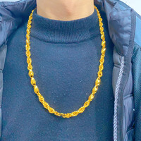 佩瑄2024新款金包银黄金项链男龙头绞丝霸气大金链子古法素链送礼饰品 麻花骑士项链 重约55克 金1.9克