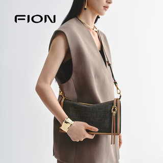  FION/菲安妮 经典老花 女士单肩斜挎包  中包