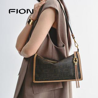  FION/菲安妮 经典老花 女士单肩斜挎包  中包