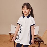 CONVERSE匡威儿童连衣裙春夏女童中大童翻领公主裙子 羽白色