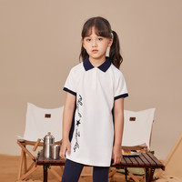 CONVERSE匡威儿童连衣裙春夏女童中大童翻领公主裙子 羽白色