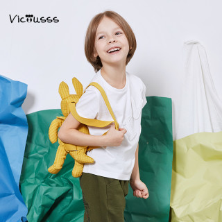 Viciusss男女童卡通印花T恤夏休闲打底衫连衣裙 卡其色五分裤