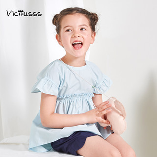 Viciusss男女童卡通印花T恤夏休闲打底衫连衣裙 黄色纱裙