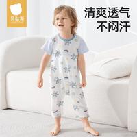 儿童睡衣夏季家居服连体衣短袖护肚薄款空调服
