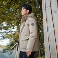 【父亲节】波司登奥莱冬男短款时尚防风短款连帽羽绒服工装风外套 工装卡其7522 200/116A