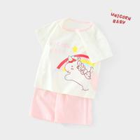 【纯棉套装】男女童短袖短裤套休闲运动宝宝套装卡通印花婴幼套装