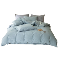 TEENIE WEENIE小熊床上四件套 A类纯棉100%全棉印花刺绣床单四件套双人加大被套罩套件1米8床