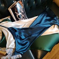 BKQU杭州精品流行女装新款仿三醋酸连衣裙长款缎面吊带裙夏季 M 香槟金色 偏金色 m