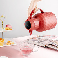 乐唯诗（NERVISHI）保温壶温显家用保温壶大容量玻璃智能温度显示开热水暖水瓶小暖壶 钻纹保温壶【温显款】中国红 1L