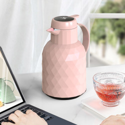 乐唯诗 智能温显玻璃内胆保温壶 樱花粉 1L