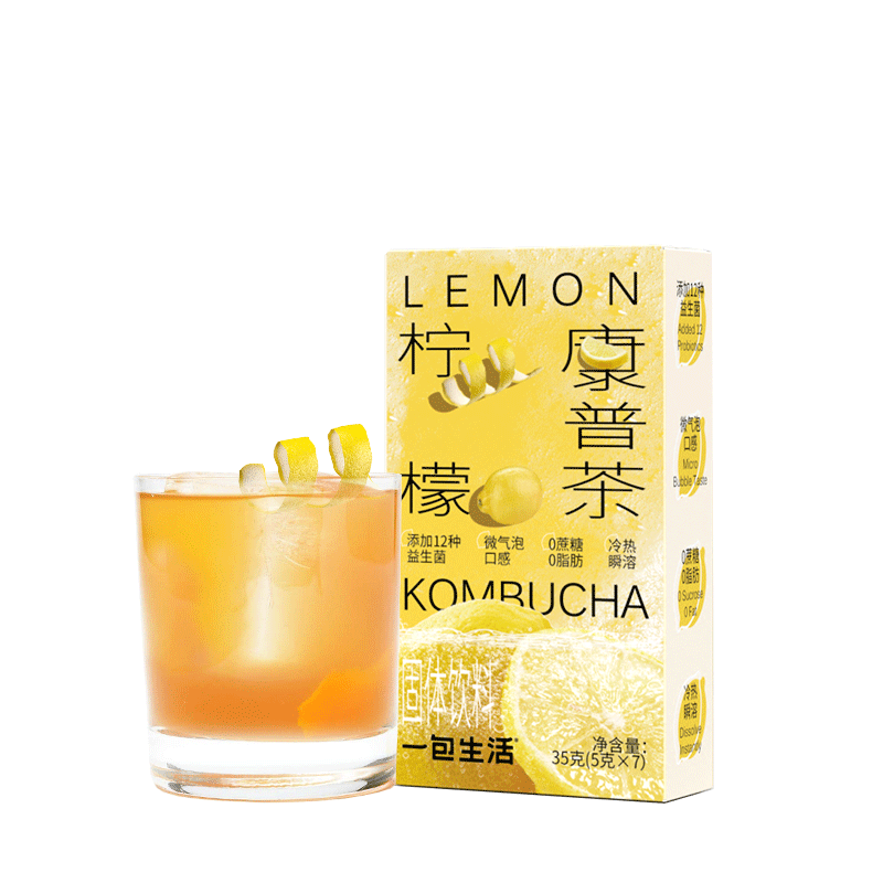 一包生活柠檬康普茶含12种益生菌5g*7条搭配西梅汁更畅快【随餐饮用】