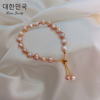 芠拉巴洛克淡水珍珠闺蜜手链手串时尚设计感手饰网红饰品 香槟色(淡水珍珠) B00-306