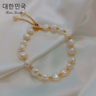 芠拉巴洛克淡水珍珠闺蜜手链手串时尚设计感手饰网红饰品 香槟色(淡水珍珠) B00-306